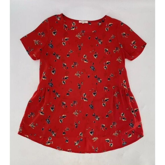 Pleione Women’s Red Floral Chiffon Blouse Size XS‎ Career Workwear Ruffle USA - Picture 3 of 10